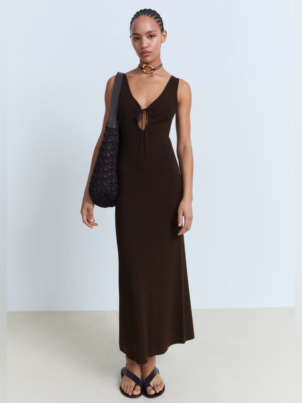 Mango Brown knitted dress NWT